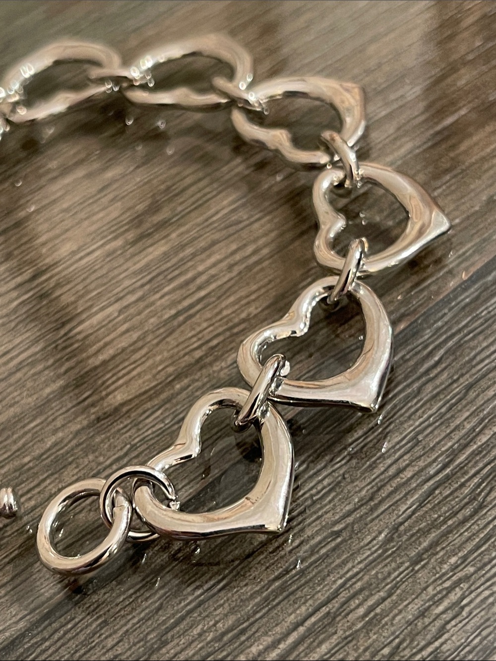 Vintage Silver-tone Open Heart Toggle Bracelet 8 1/2” approx - Picture 3 of 16